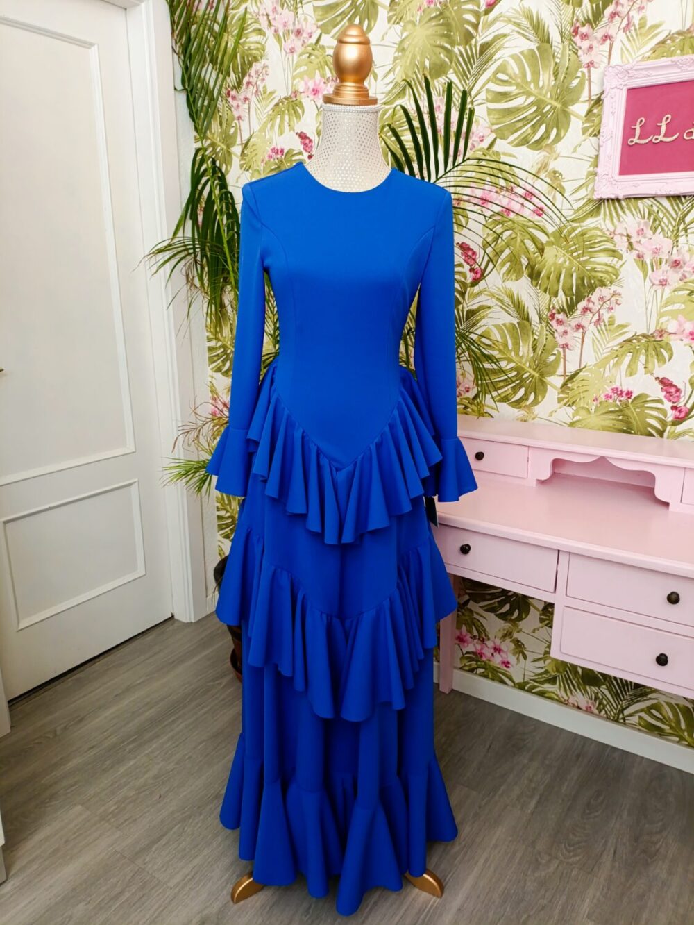Vestido Pico Al Talle Azul Pavo Talla XS - Imagen 2