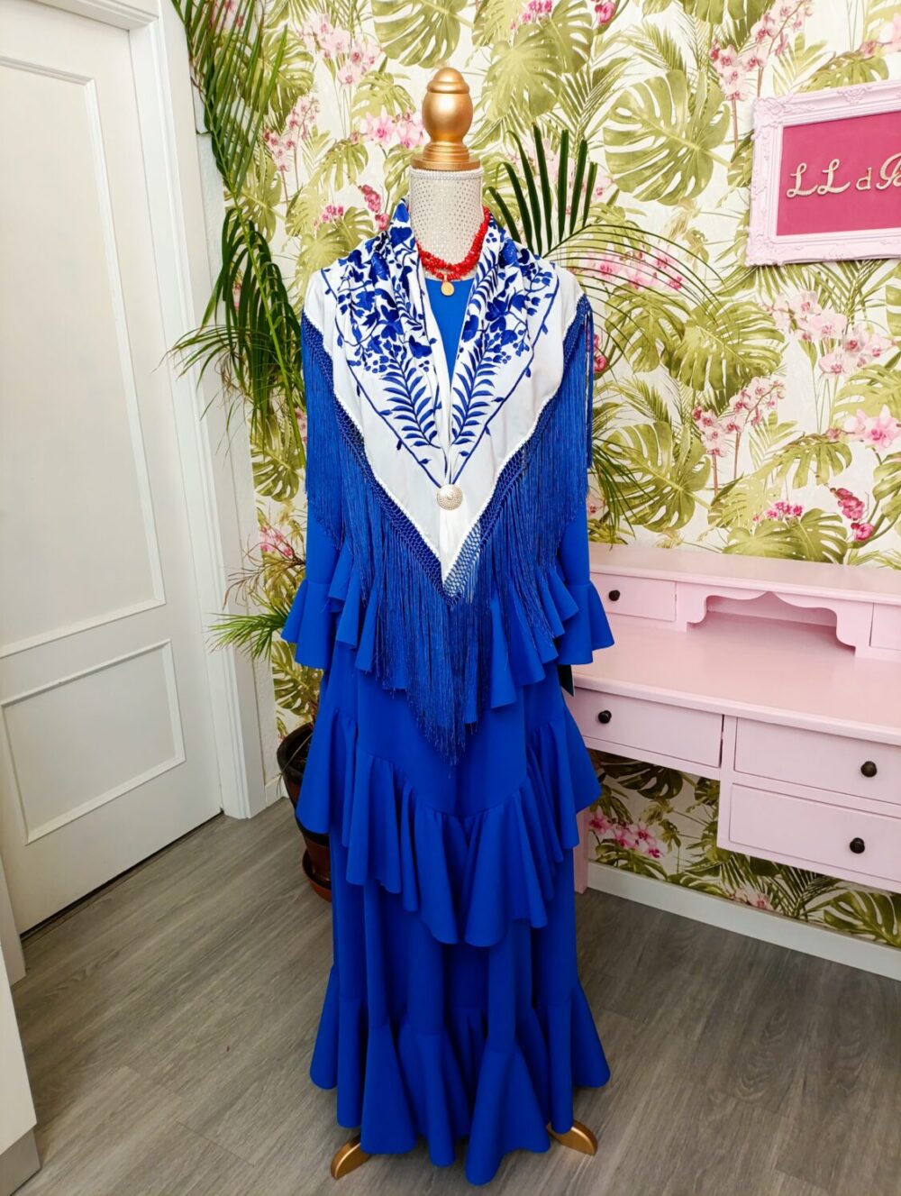Vestido Pico Al Talle Azul Pavo Talla XS