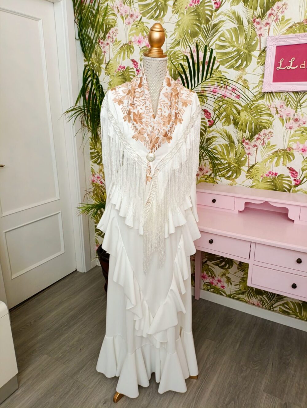 Vestido Picos Blanco Talla XS