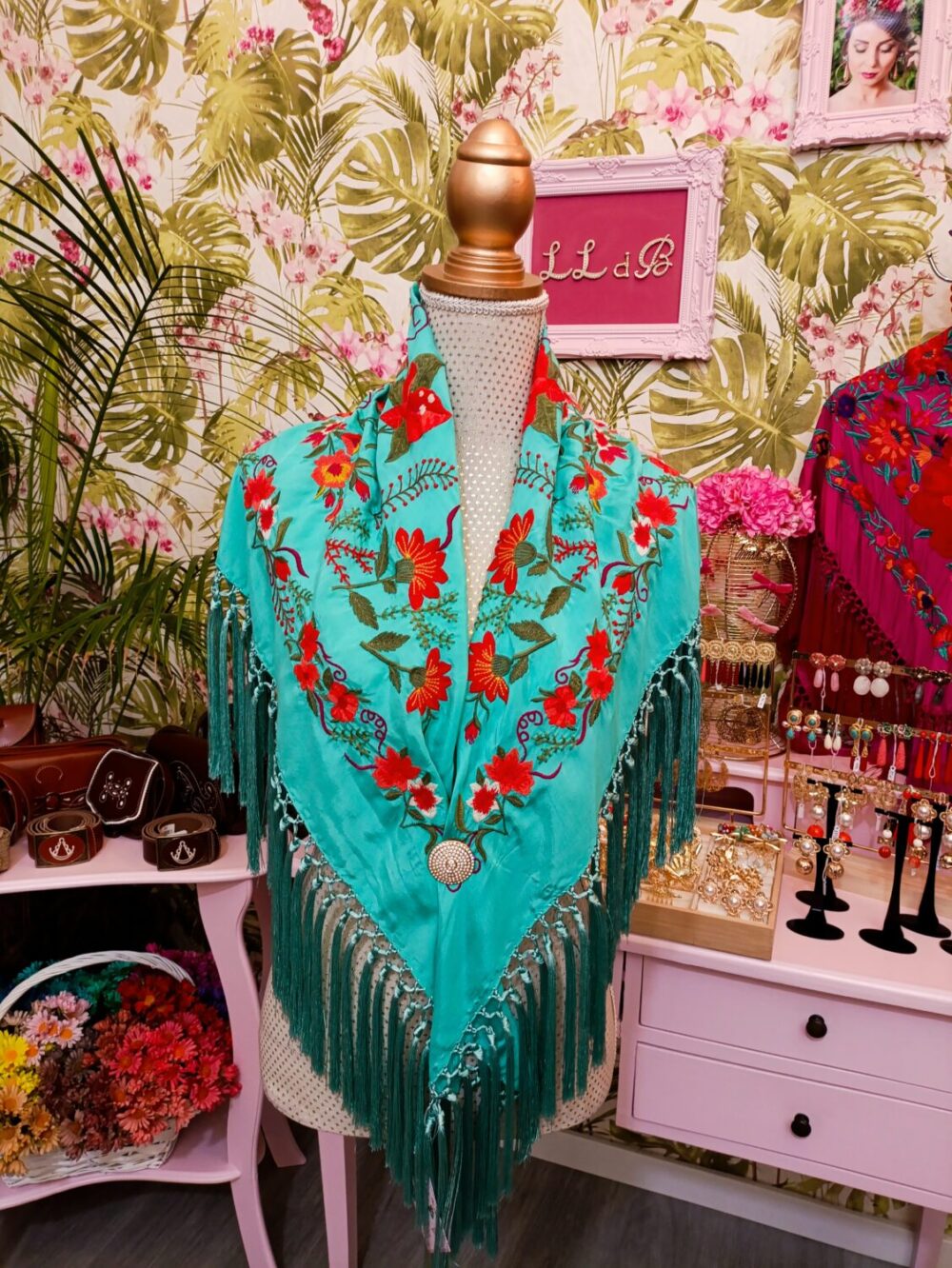 Mantón Claudia Verde Agua - Imagen 3