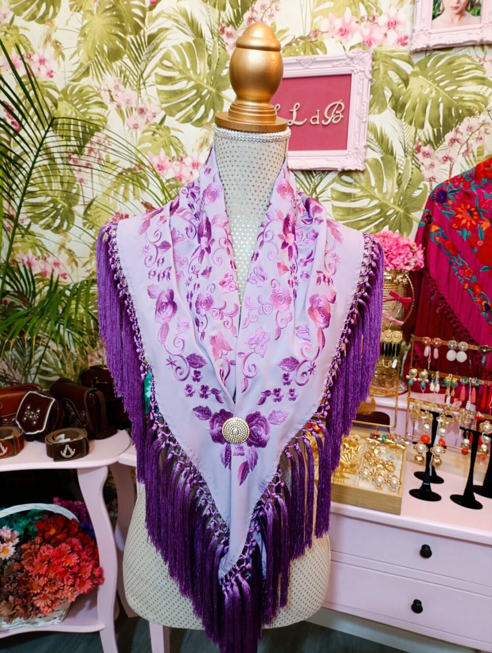 Mantón Estrella Monocolor Lila