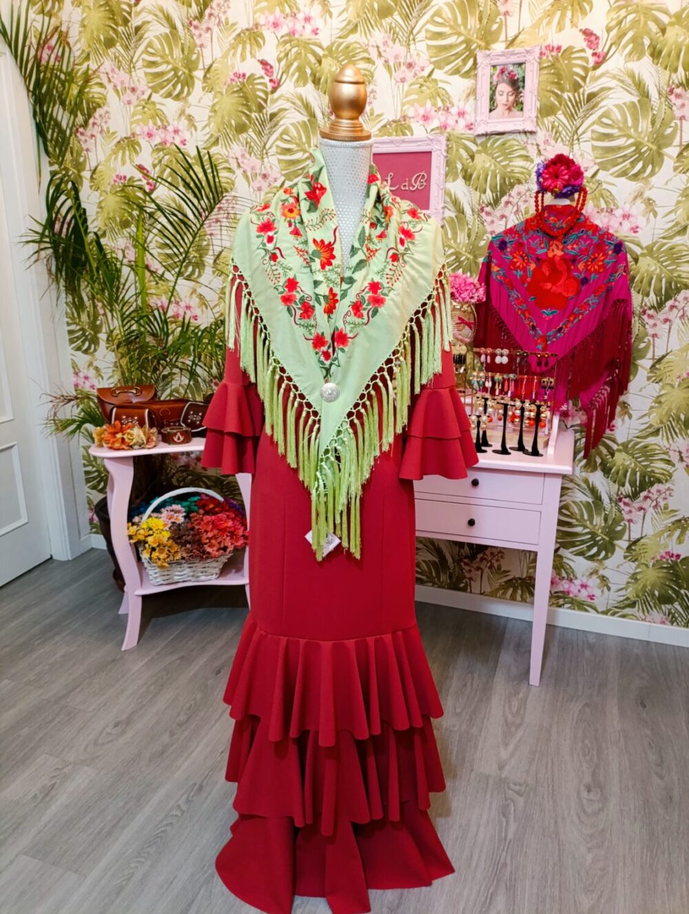 Vestido 3 Volantes Rojo T2