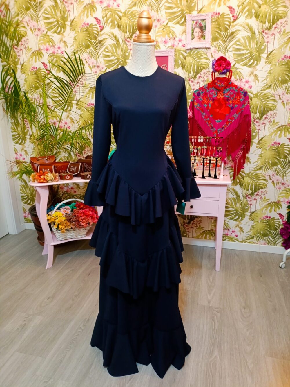 Vestido Pico Al Talle Marino T3 - Imagen 2