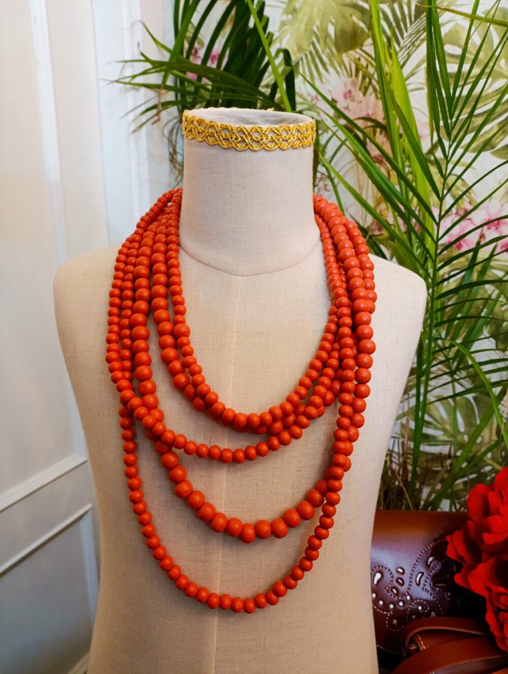 Collar Maderita Naranja