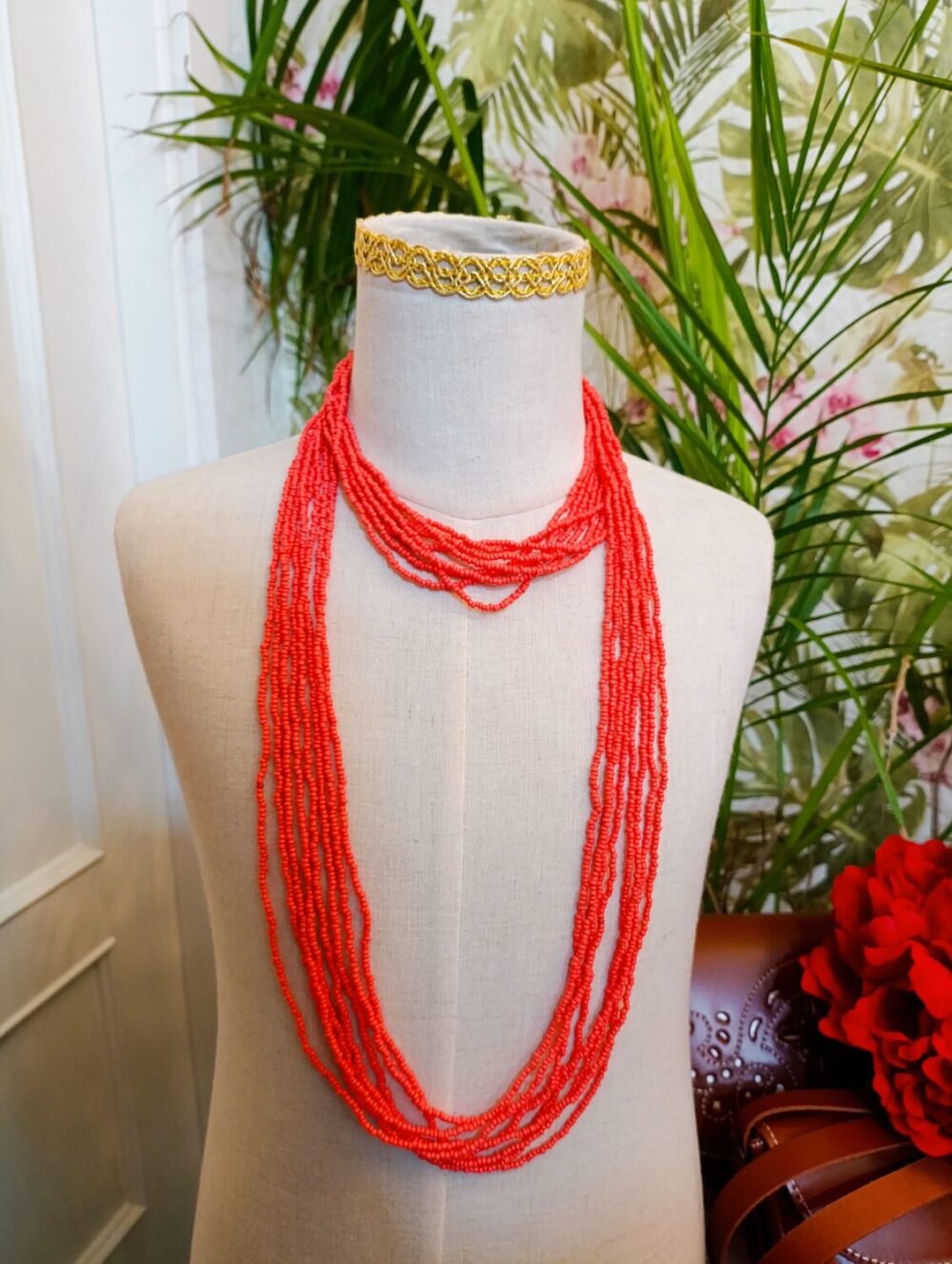 Collar Multiposición Coral Anaranjado