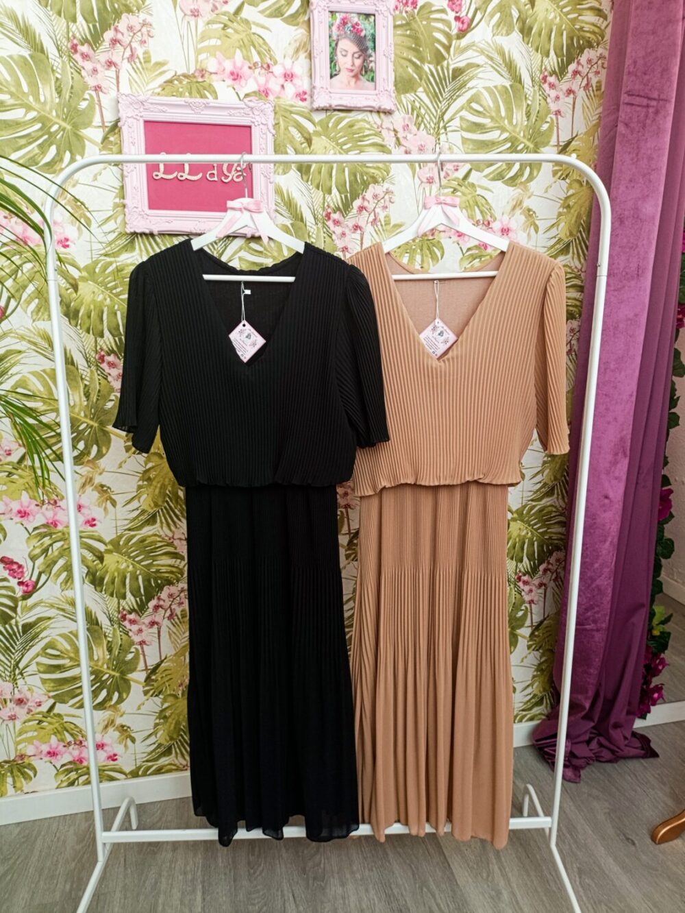 Vestido Tablas Beige Tostado - Imagen 3