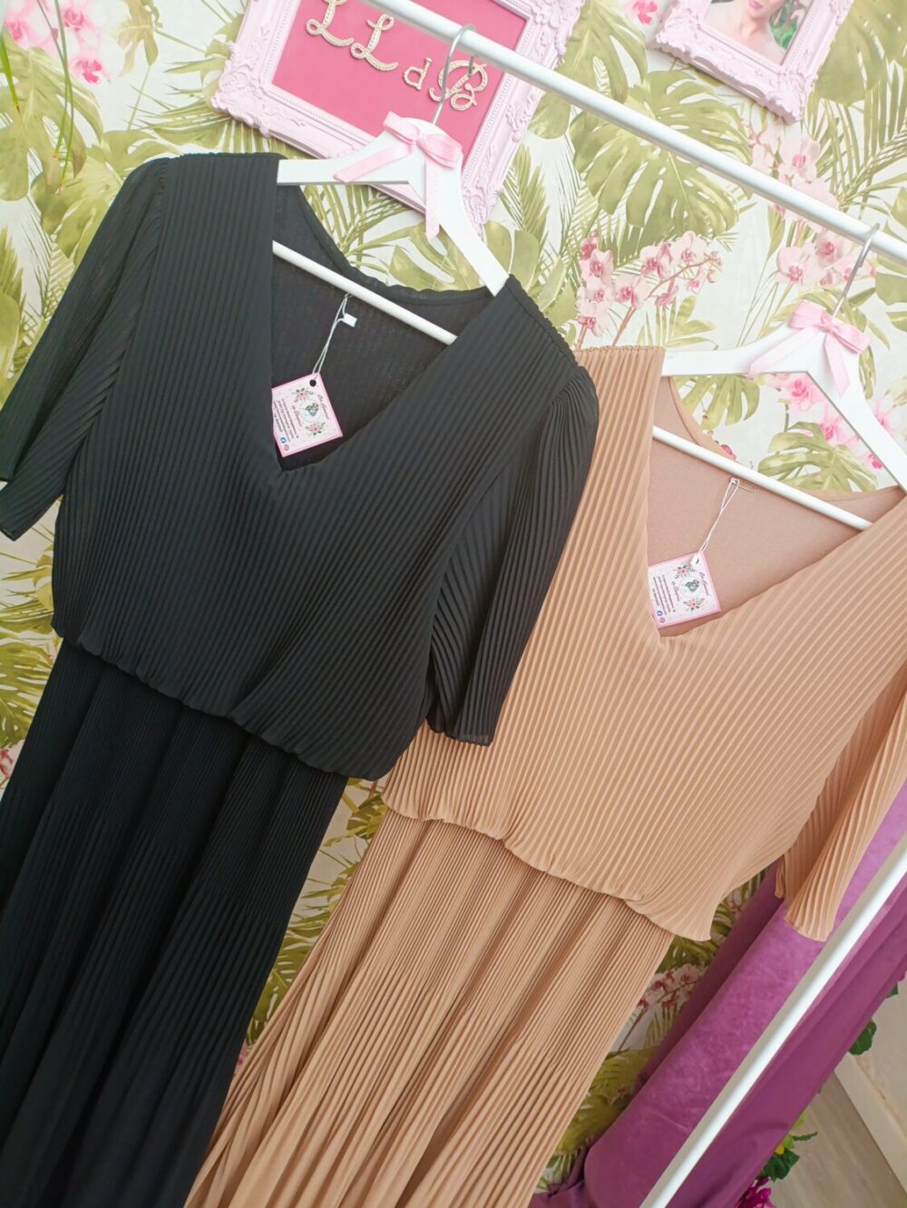 Vestido Tablas Beige Tostado - Imagen 4