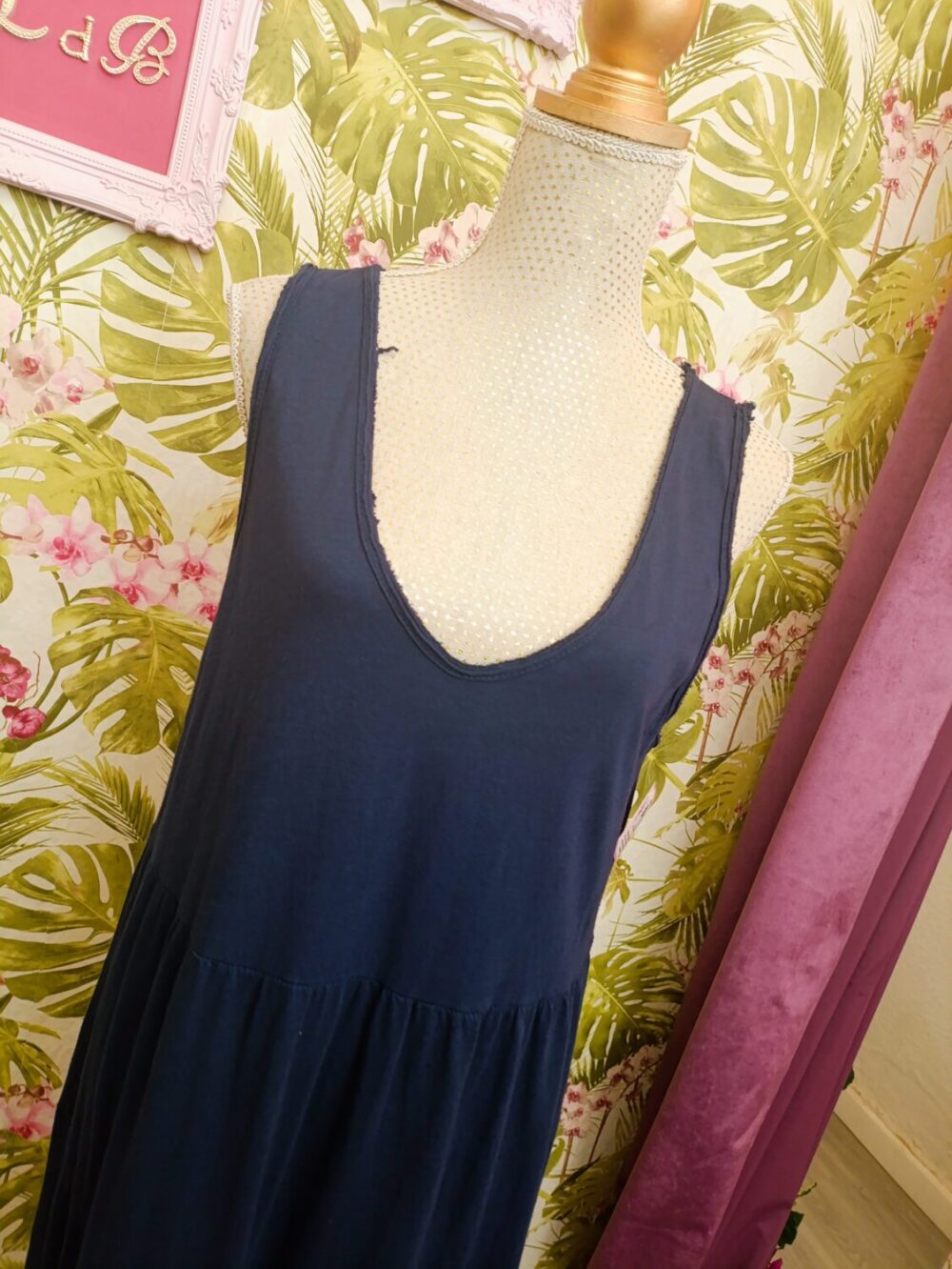 Maxi Vestido Cortes Marino - Imagen 2