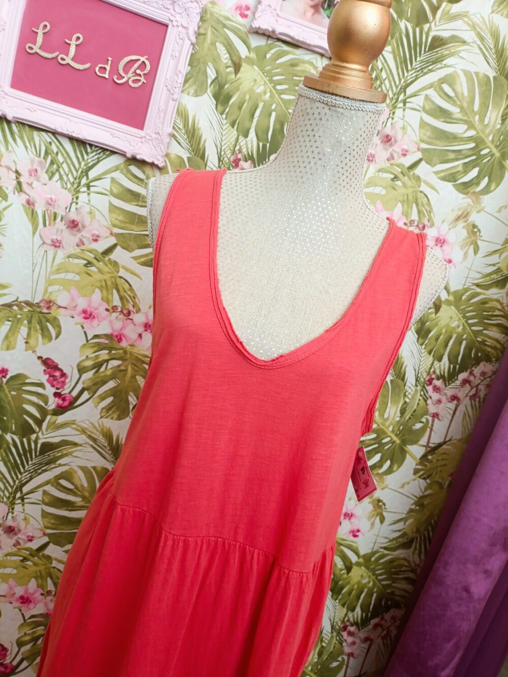 Maxi Vestido Cortes Coral - Imagen 2