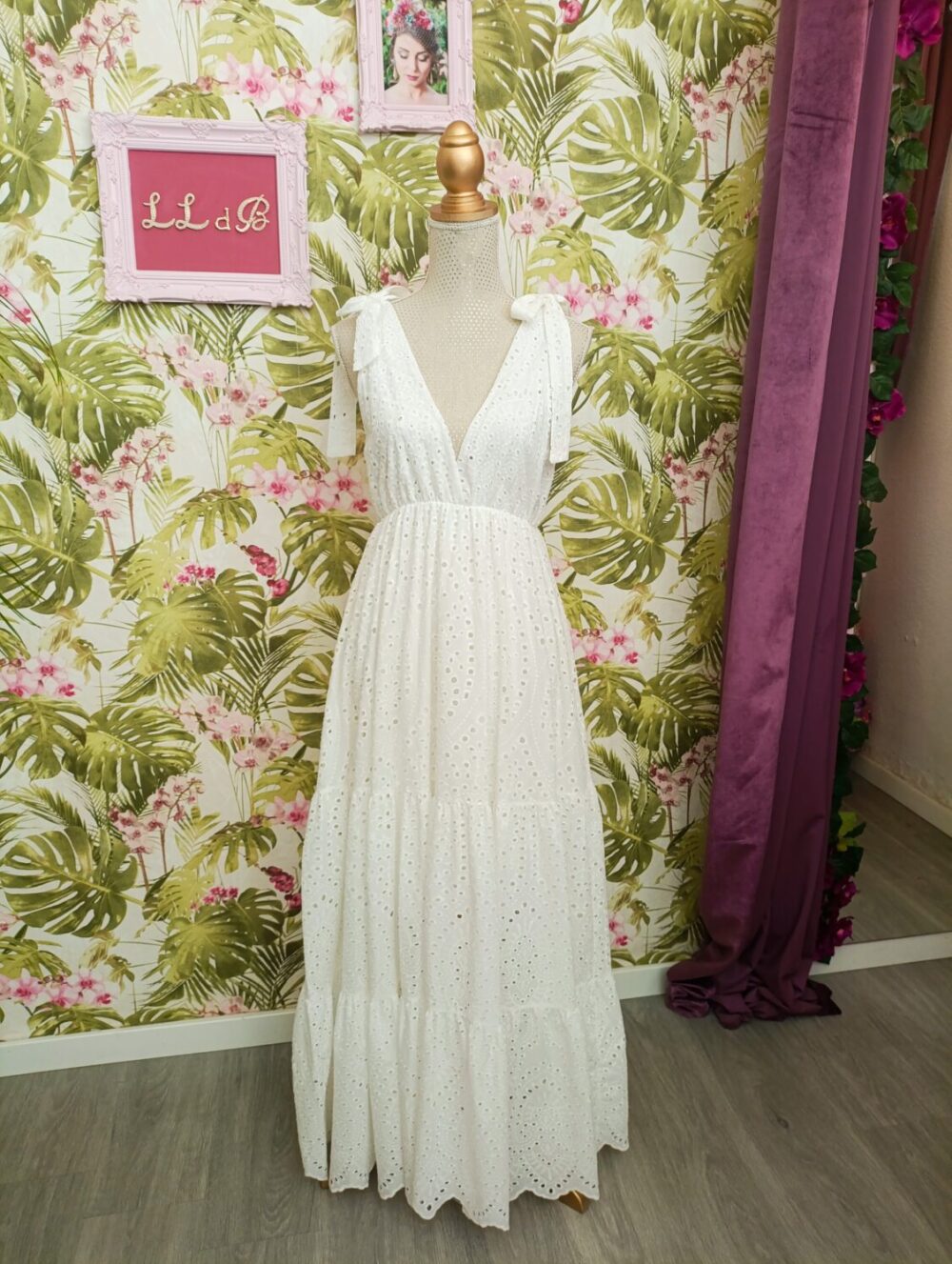 Vestido Perforado Blanco