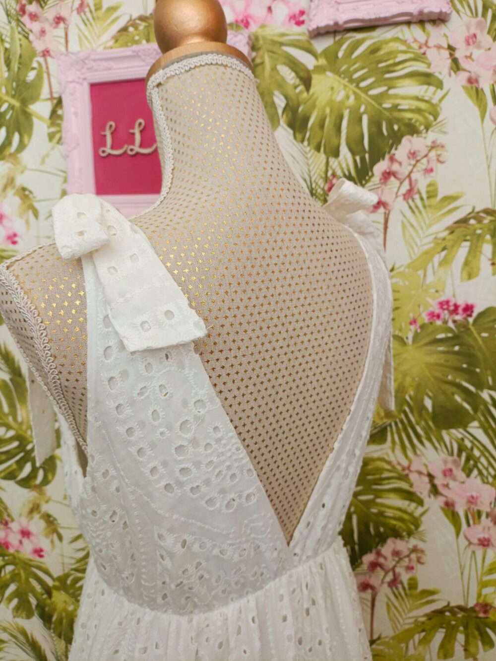 Vestido Perforado Blanco - Imagen 4