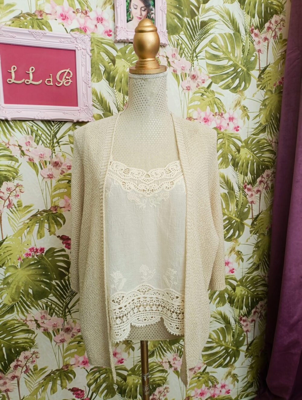 Cárdigan Fluído Beige Dorado