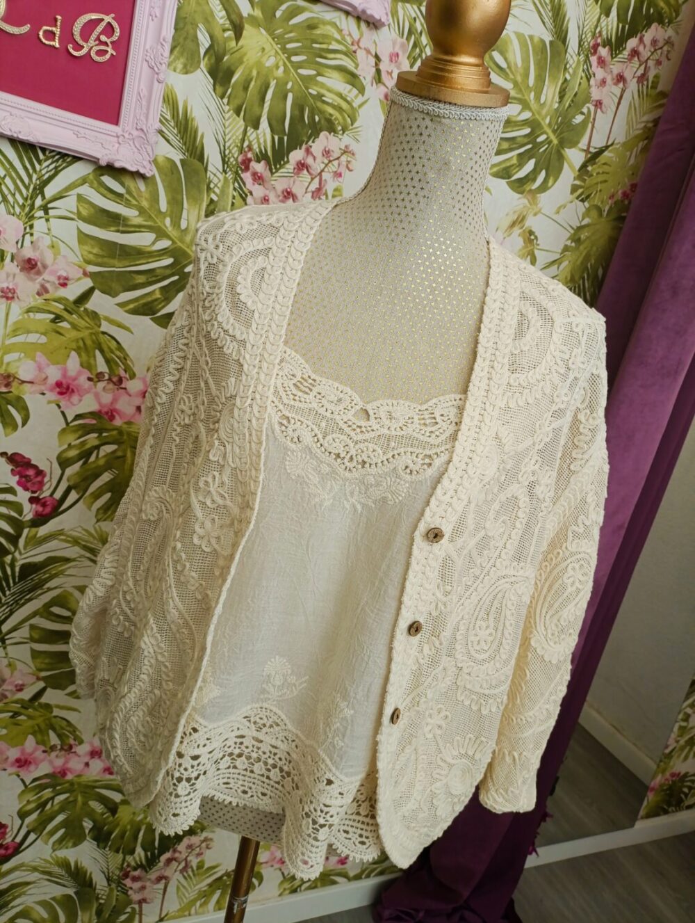 Cárdigan Macramé Beige