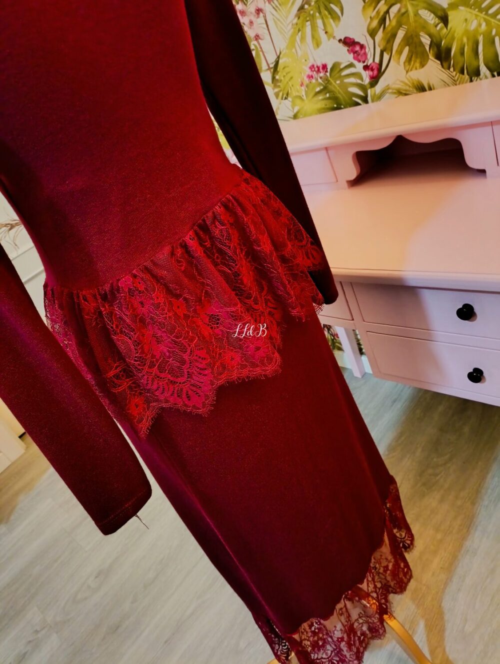 Conjunto Punto Encaje Burdeos