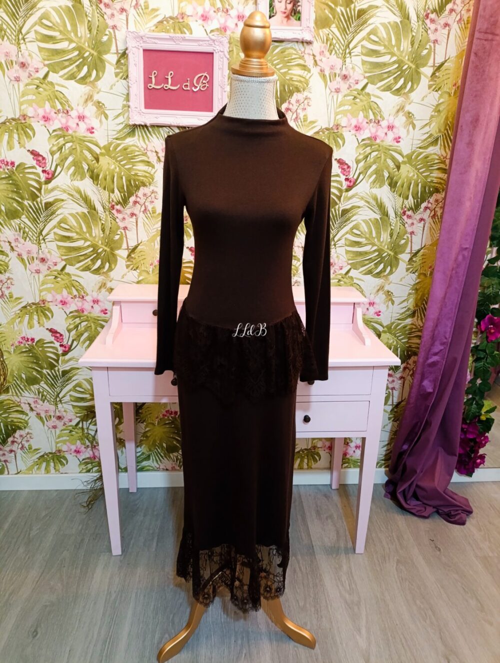 Conjunto Punto Encaje Chocolate