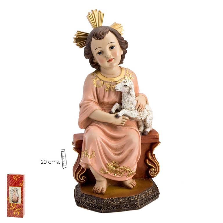 19/348 NIÑO JESUS SENTADO OVEJA 20 CM