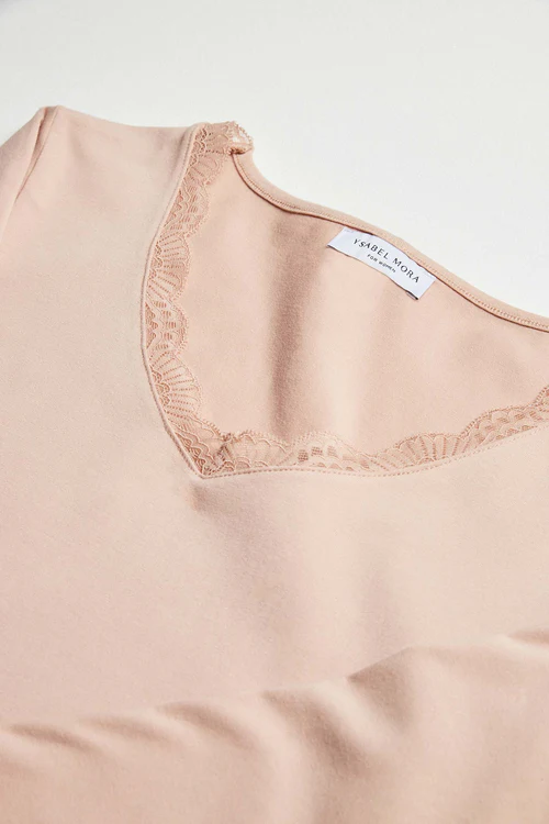 Alternative view of Camiseta Lencera Manga Larga Algodón Nude