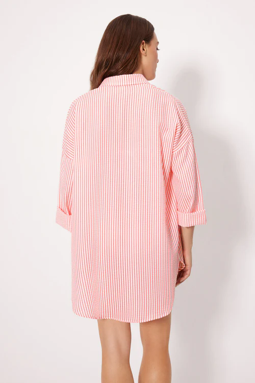 Alternative view of 86246 Camisa larga bambula rayas rosa