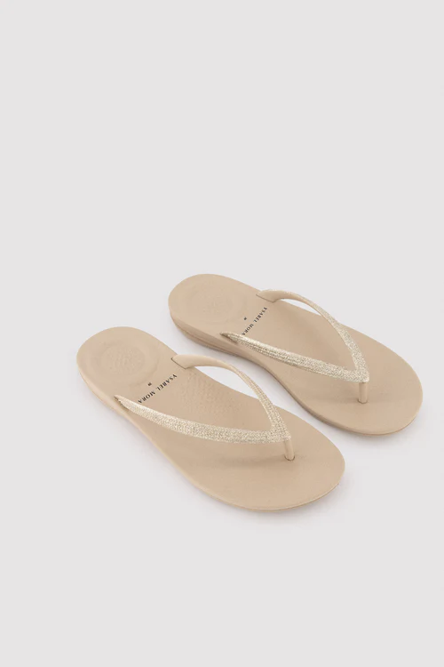 Alternative view of 86290 Chanclas tira brillante beige