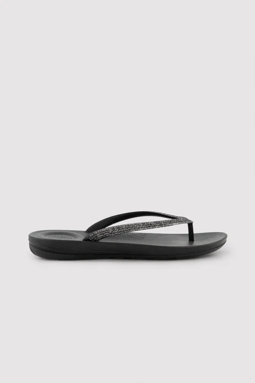 86290 Chanclas tira brillante negras