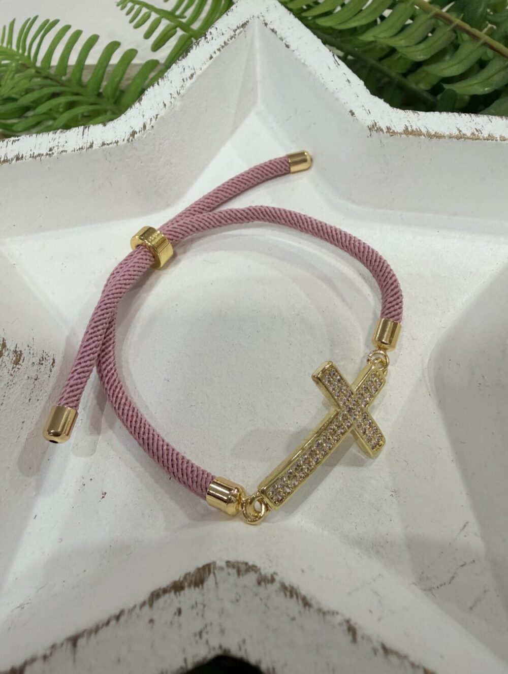 Pulsera Cruz Ajustable Rosa