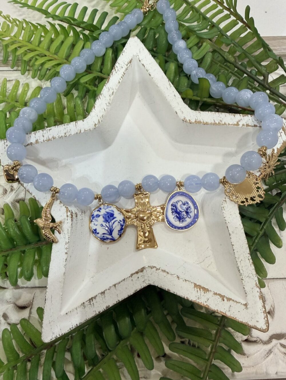 Collar Acero Charm Cruz Celeste