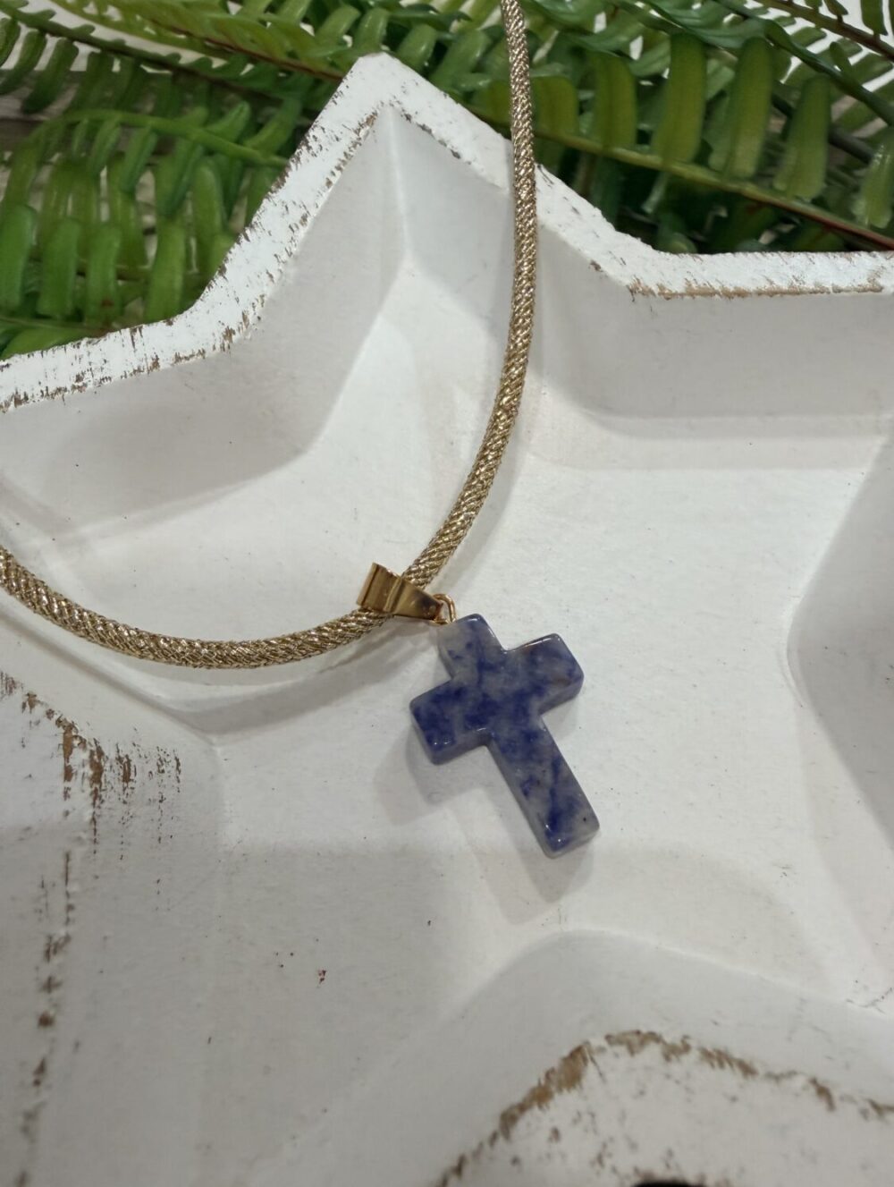 Cadenita Cruz Piedra Azul