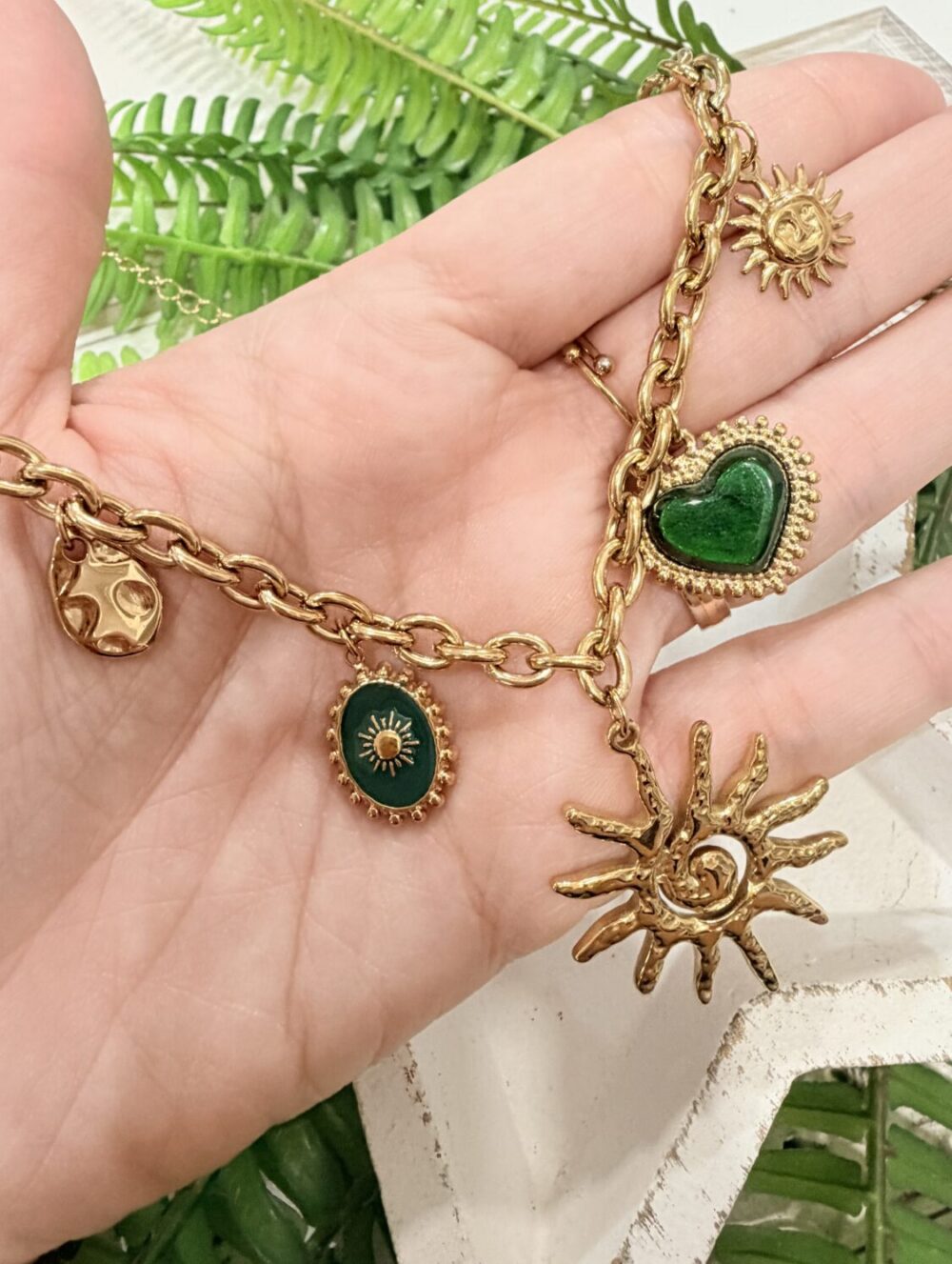 Alternative view of Collar Acero Charm Esmeralda