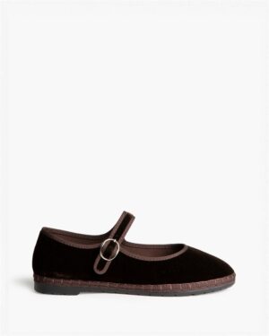 M6590 Zapatos Planos de Terciopelo Café