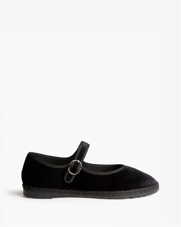 M6590 Zapatos Planos de Terciopelo Negro