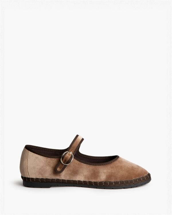 M6590 Zapatos Planos de Terciopelo Taupe
