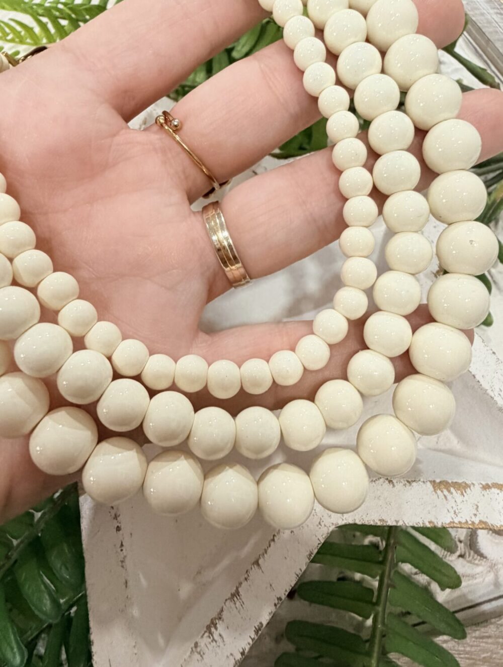 Triple Collar Cuentas Marfil