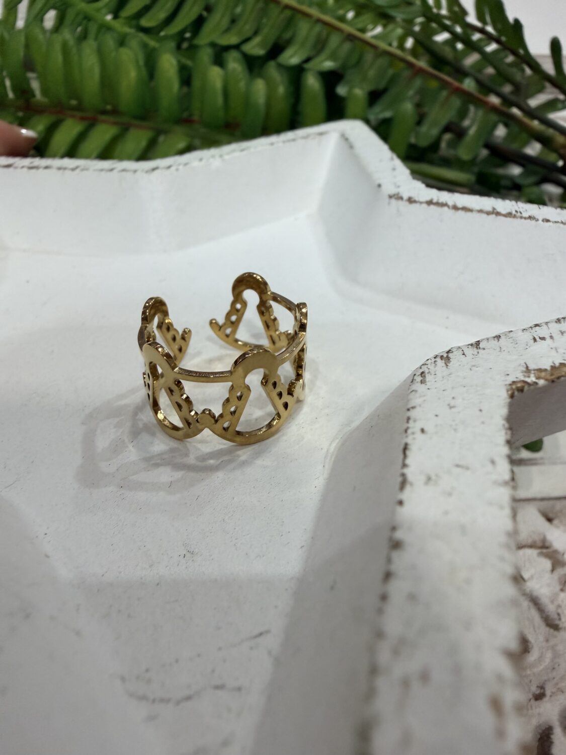 Anillo Siluetas Virgen del Rocío Dorado