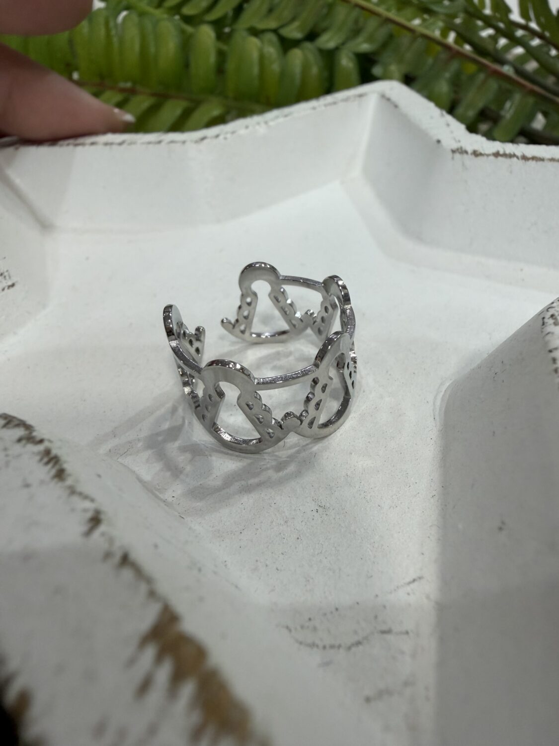 Anillo Siluetas Virgen del Rocío Plateado - Imagen 3